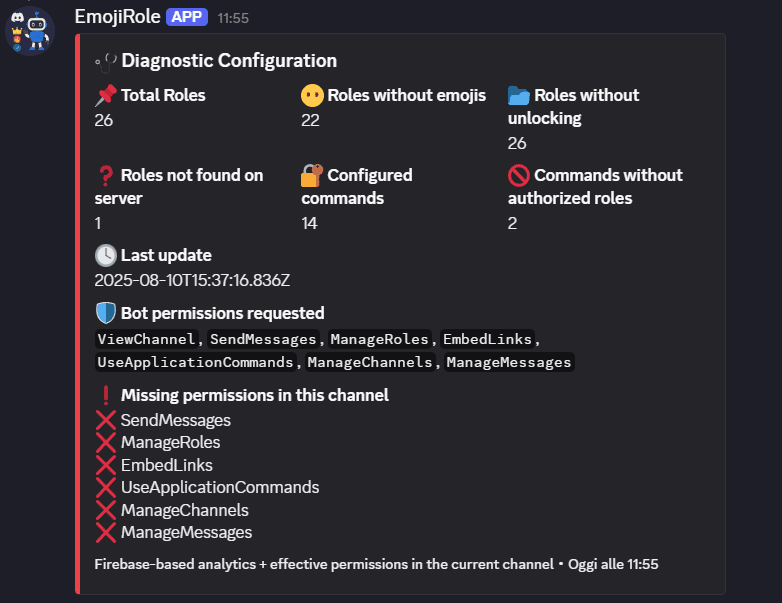 EmojiRole /config diagnostic preview