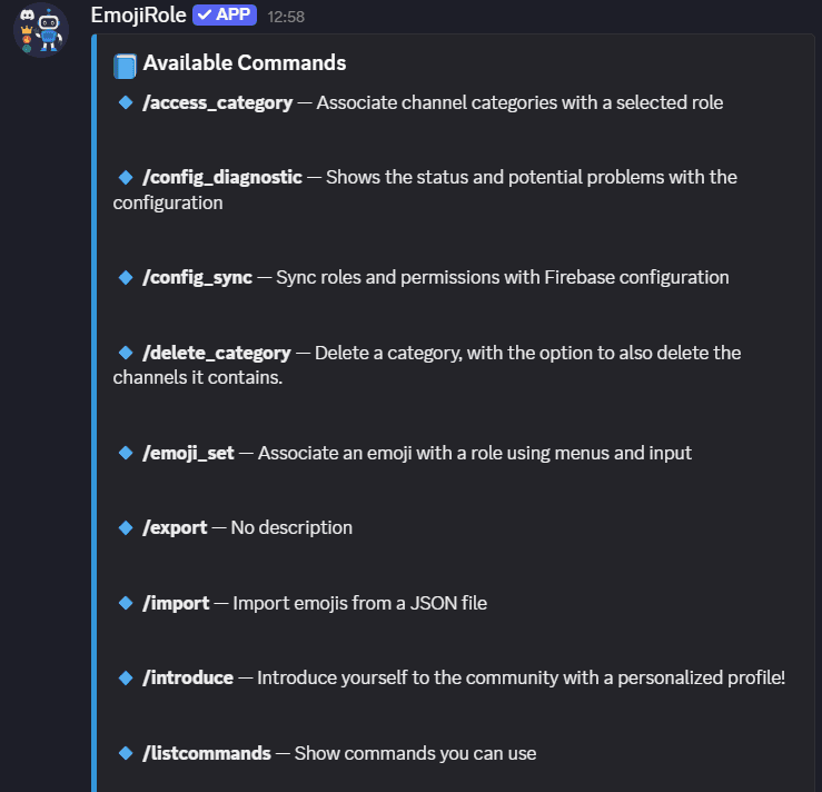 EmojiRole /help preview